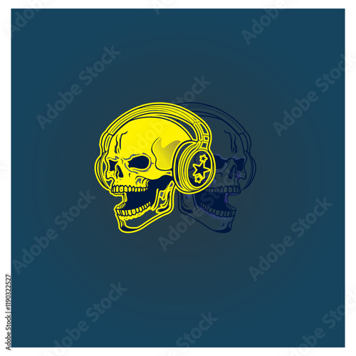 Abstract Cyberpunk Skull Design - Vector Graphic Illustration