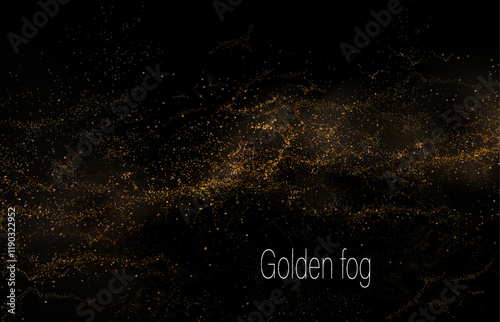 Isolated illustration of golden shade, wavy tinsel mist, design component.