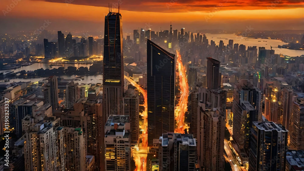 Fototapeta premium sunset over city