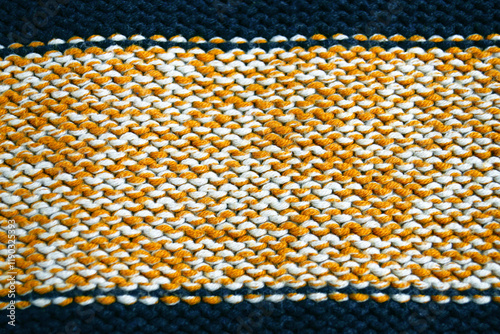 Принти на полотні The reverse side of a striped sweater knitted in stocking stitch from two types of yarn