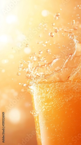 Soft Vibrant Orange Hued Blurred Background with Liquid Splash photo