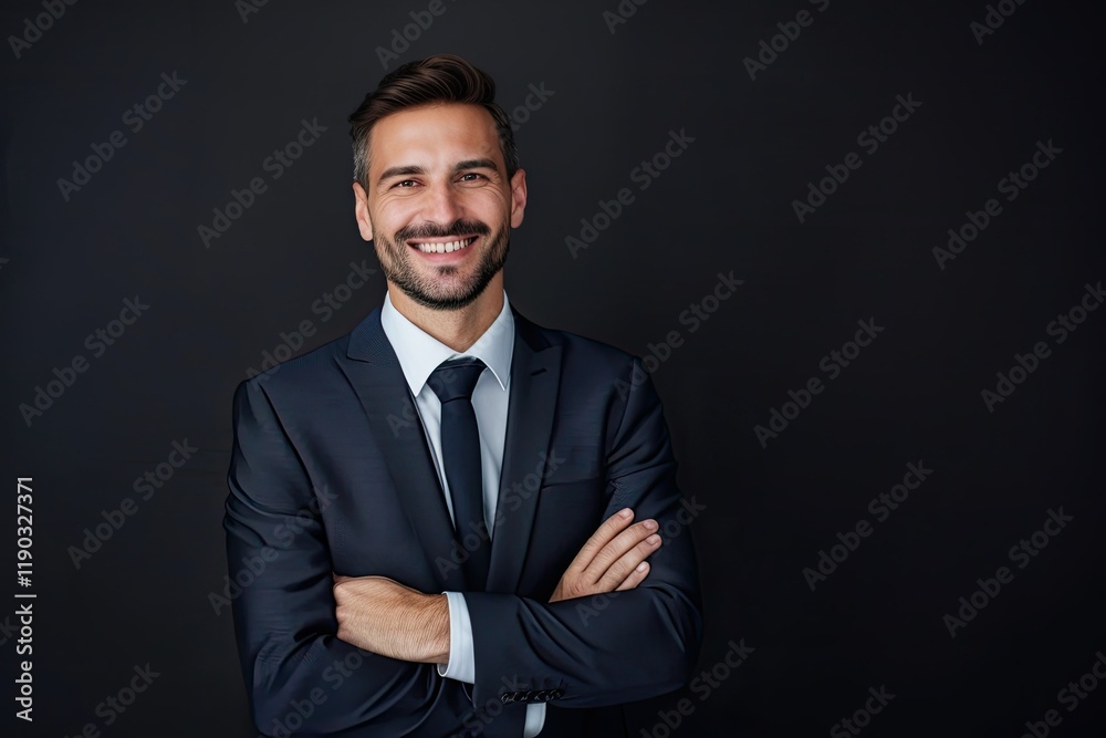 Pixel Perfect Picture of Confident Businessman with Arms Crossed in Suit