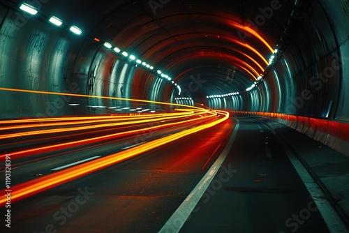 modern conceptual tunnel speed motion light trails