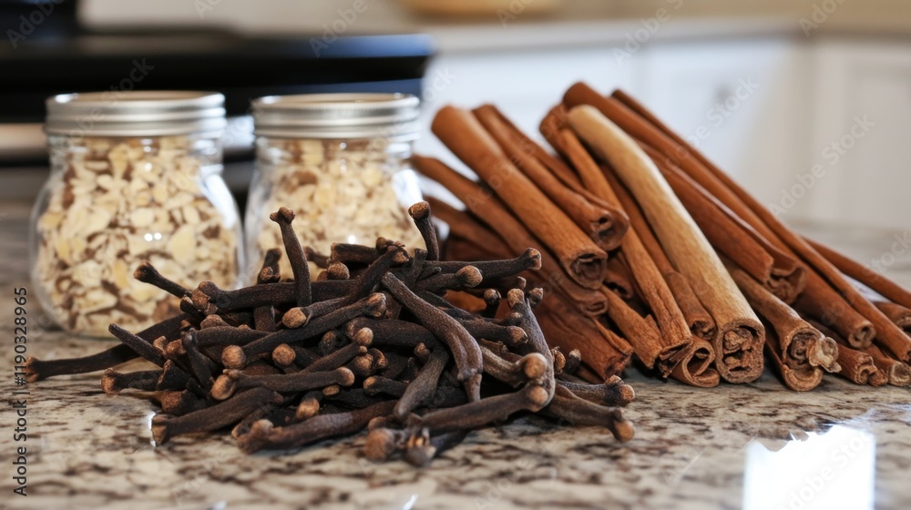 custom made wallpaper toronto digitalColorful Spices and Herbs on Kitchen Countertop in Natural Light