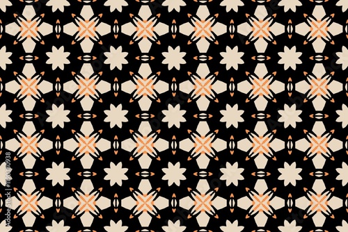 Bold Geometric Starburst Seamless Pattern in Retro Colors.