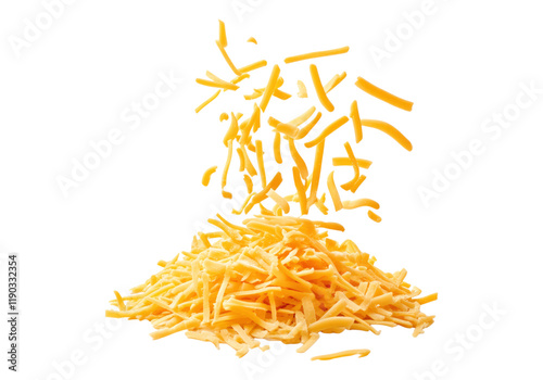 Falling grated cheese.