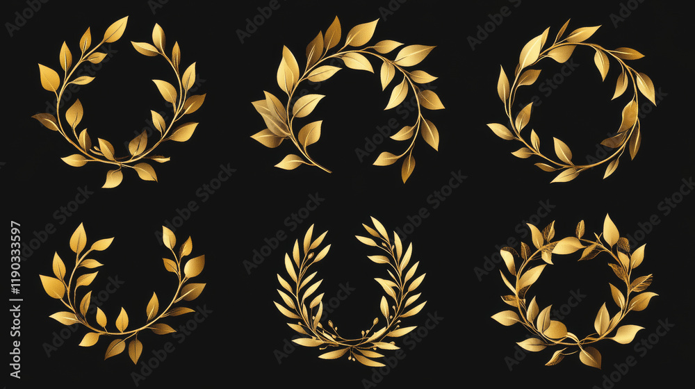 Set of gold laurel wreaths for design. Jpeg version also available in gallery Set of gold laurel wreaths for design. Jpeg version also available in gallery