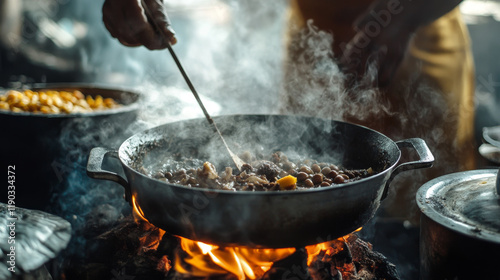 Brazilian cuisine traditional snacks and meals, vector menu cover. Brazilian feijoada beans stew, churrasco meat, fish bacalhau and mango fried beef salad, seafood shrimp moqueca and corn coup photo