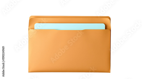 Brown Leather Envelope  On White Background