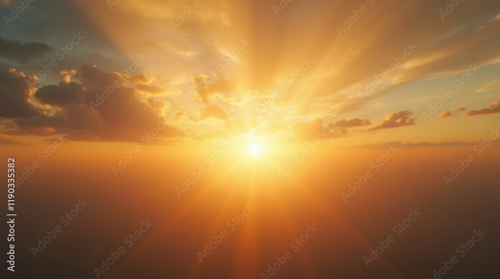 Obraz premium glowing horizon with sun rays breaking through clouds