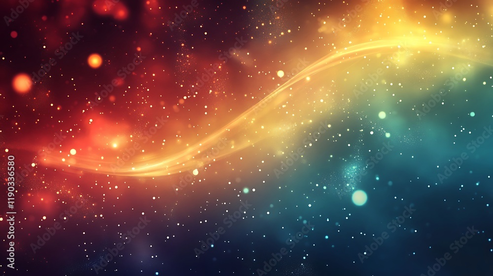Fototapeta premium Abstract Cosmic Background with Glowing Wave and Stars