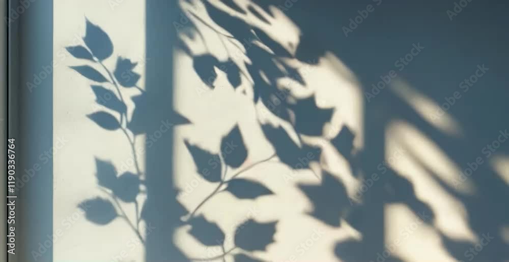 a window with delicate leaf shadows cast on a white wall. The shadows should be sharp and detailed, with a focus on the interplay of light and shadow a window with delicate leaf shadows cast on a white wall. The shadows should be sharp and detailed, with a focus on the interplay of light and shadow