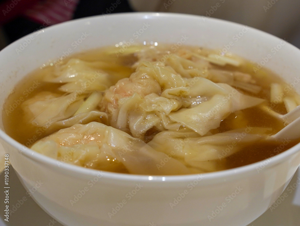Delicious dumpling soup with meat and seafood Delicious dumpling soup with meat and seafood