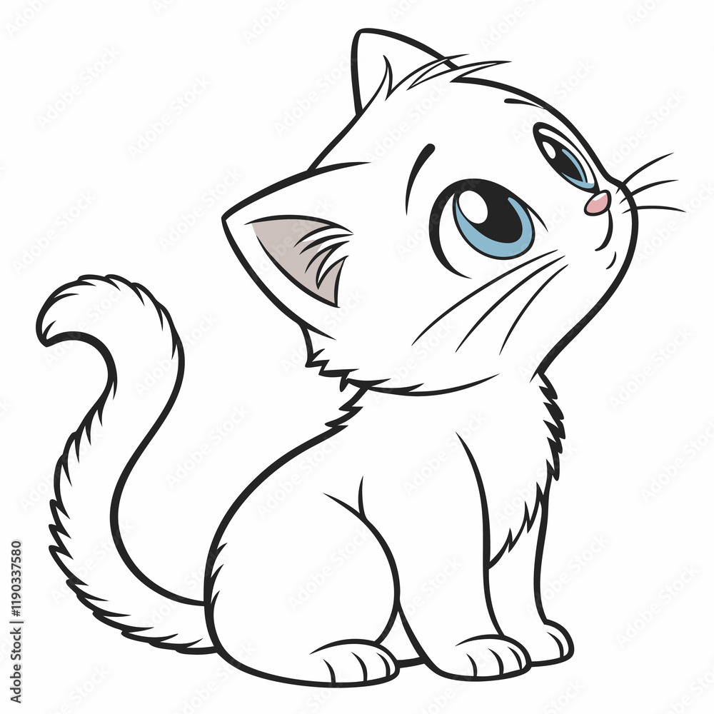  cute baby cat white background