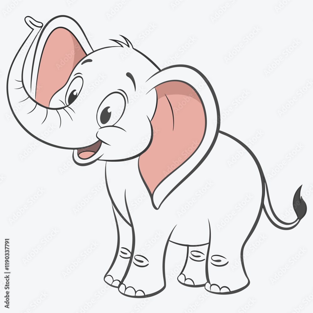 Fototapeta premium cute baby elephant white background eps