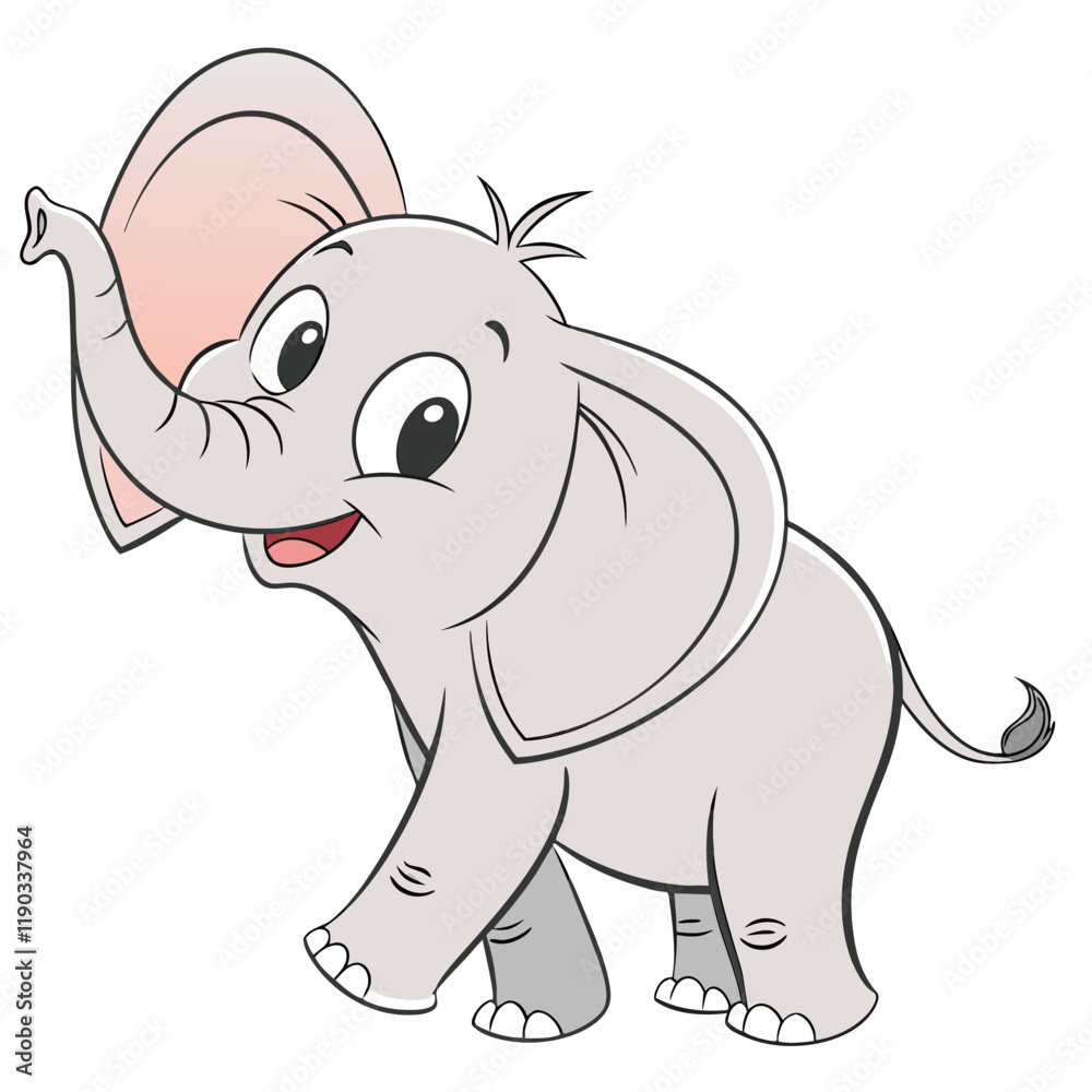 Fototapeta premium cute baby elephant white background eps