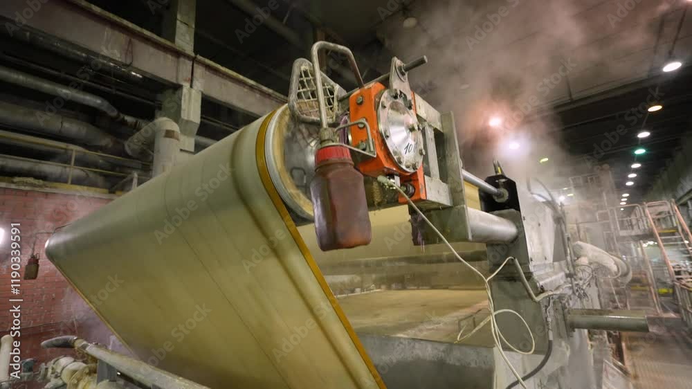 A machine for the production and packaging of cellulose sheets. Paper production