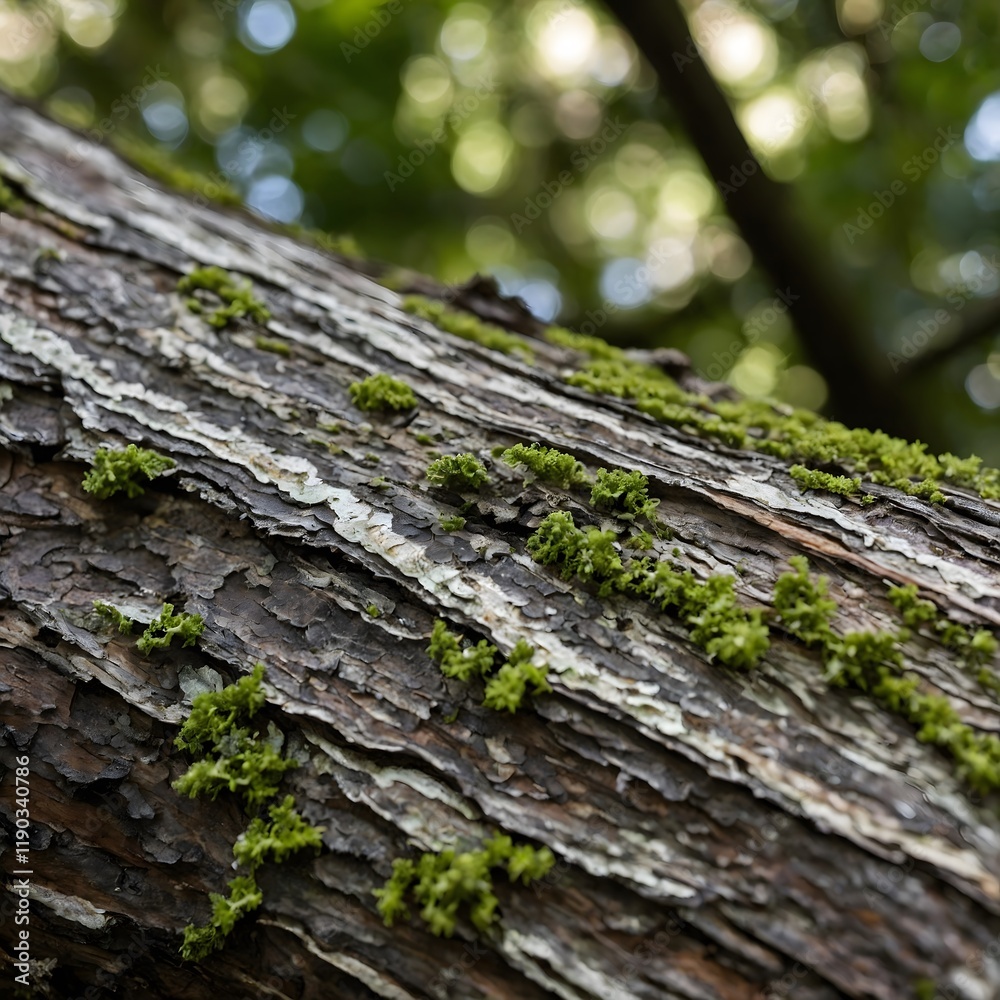 A Touch of Nature: Detailed Wild Service Tree Bark with Lichen A Touch of Nature: Detailed Wild Service Tree Bark with Lichen