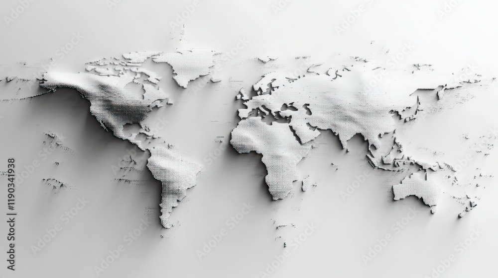 Obraz premium A world map made of dots and lines, forming an arrow shape that points to various continents in a sleek, modern design