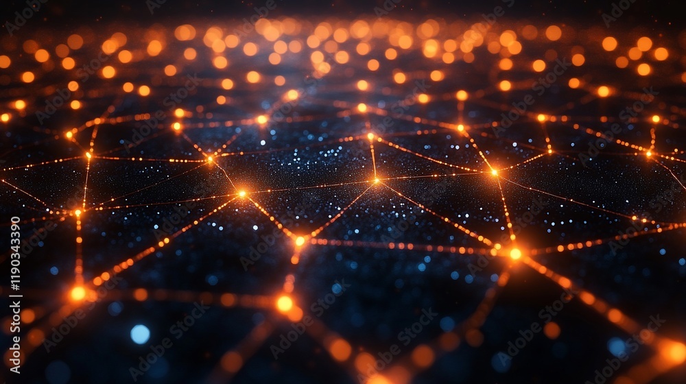 Fototapeta premium Abstract Network Connection: Illuminated Nodes and Lines