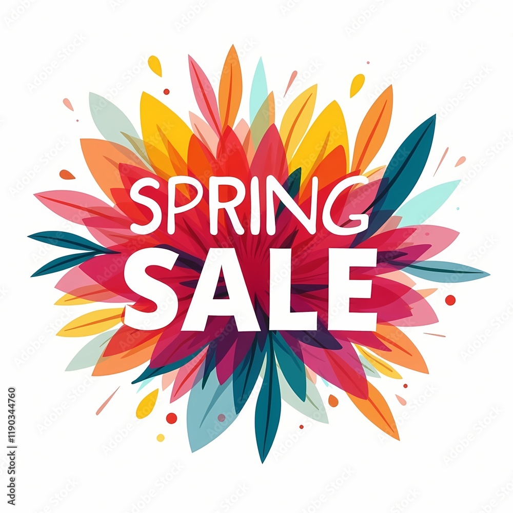 Obraz premium Spring sale banner with colorful abstract leaves.