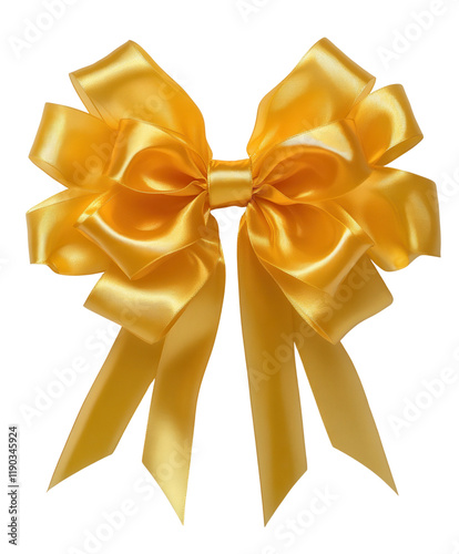 Yellow satin ribbon bow for gifts and decorations. photo