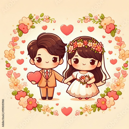 Sweetheart Couple A lovely illustration of a couple holding hand