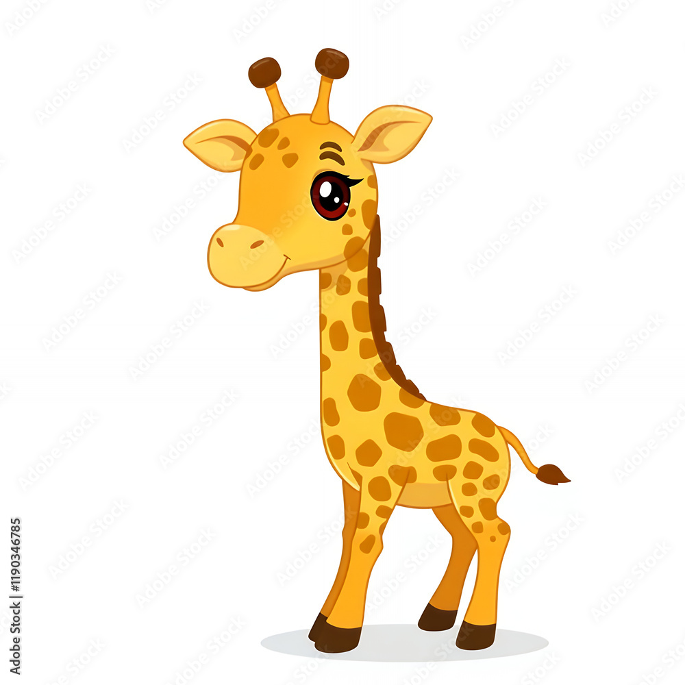 Cartoon Clipart Giraffe With Cute Expression, Friendly., Generative AI Cartoon Clipart Giraffe With Cute Expression, Friendly., Generative AI