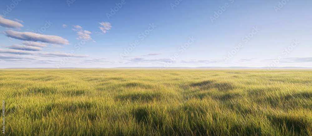Expansive grassland under a clear sky. Expansive grassland under a clear sky.