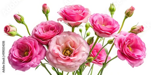 Delicate Pink Eustoma Branches Isolated on White Background - Perfect for Floral Designs