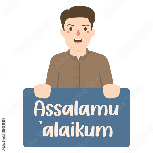 muslim greeting sticker word illustration