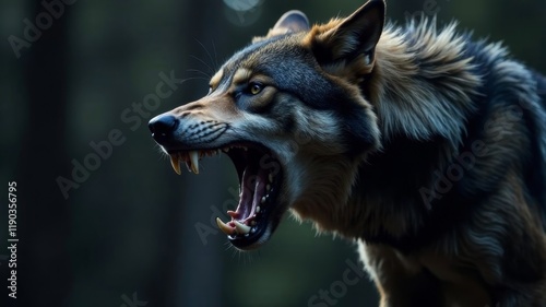 head of a growling evil wolf
