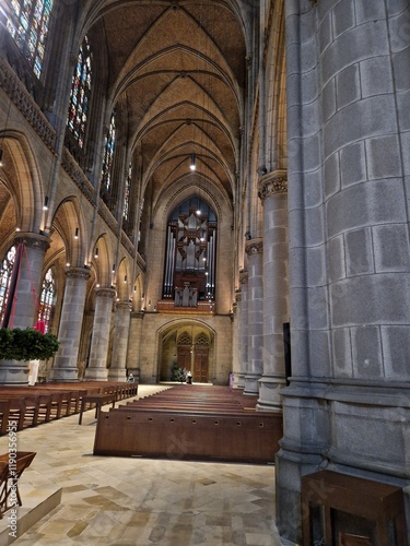 Austria, Linz 03.03.2023. New Cathedral, Neuer Dom, Cathedral of the Immaculate Conception, Mariä-Empfängnis-Dom, Linz, Upper Austria, Austria, Europe.Interior of New Cathedral in Linz
