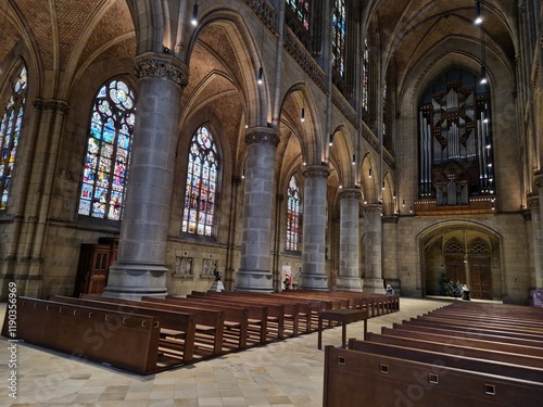 Austria, Linz 03.03.2023. New Cathedral, Neuer Dom, Cathedral of the Immaculate Conception, Mariä-Empfängnis-Dom, Linz, Upper Austria, Austria, Europe.Interior of New Cathedral in Linz