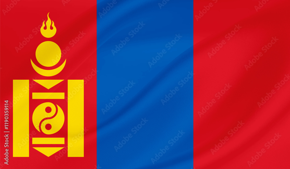 Naklejka premium Realistic National Flag of Mongolia