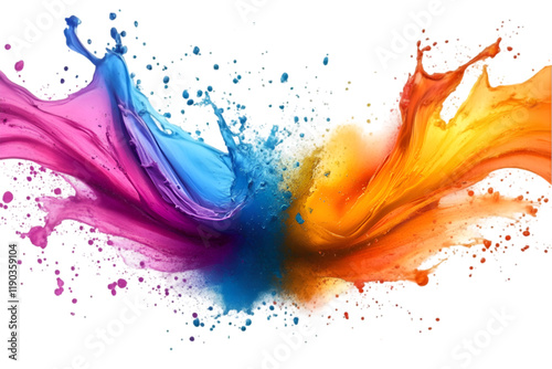 colorful paint splashes on white