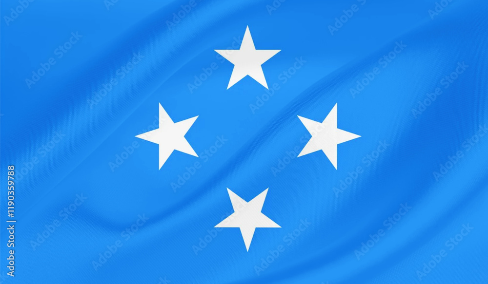 Realistic National Flag of Micronesia Realistic National Flag of Micronesia