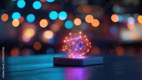 Digital transformation AI cybersecurity concept. A network optimization platform using AI to secure high-speed data transfers