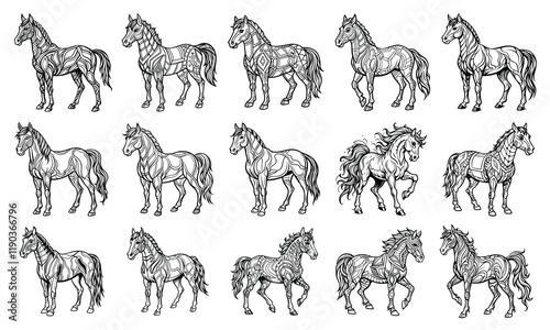 Cute Horse Line Drawing for Children's Coloring Books, Great for Early Learning and Art Exploration on a Clean White Background.