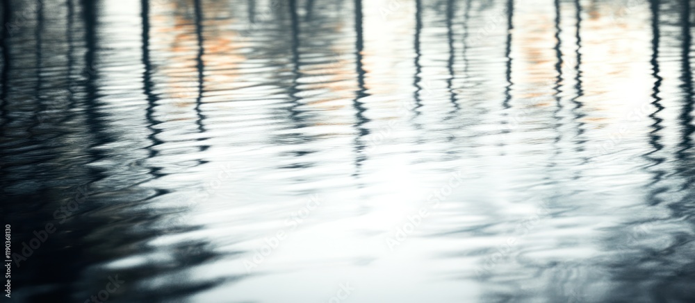 Fototapeta premium Abstract blurry reflection of trees in water.