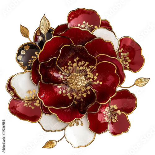 Elegant red and white floral arrangement art display modern home decor vibrant colors close-up view aesthetic appeal