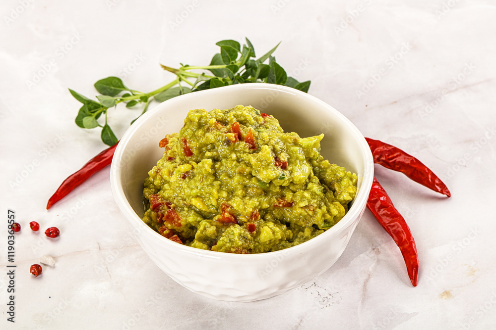 Guacamole with avocado, tomato and chili Guacamole with avocado, tomato and chili
