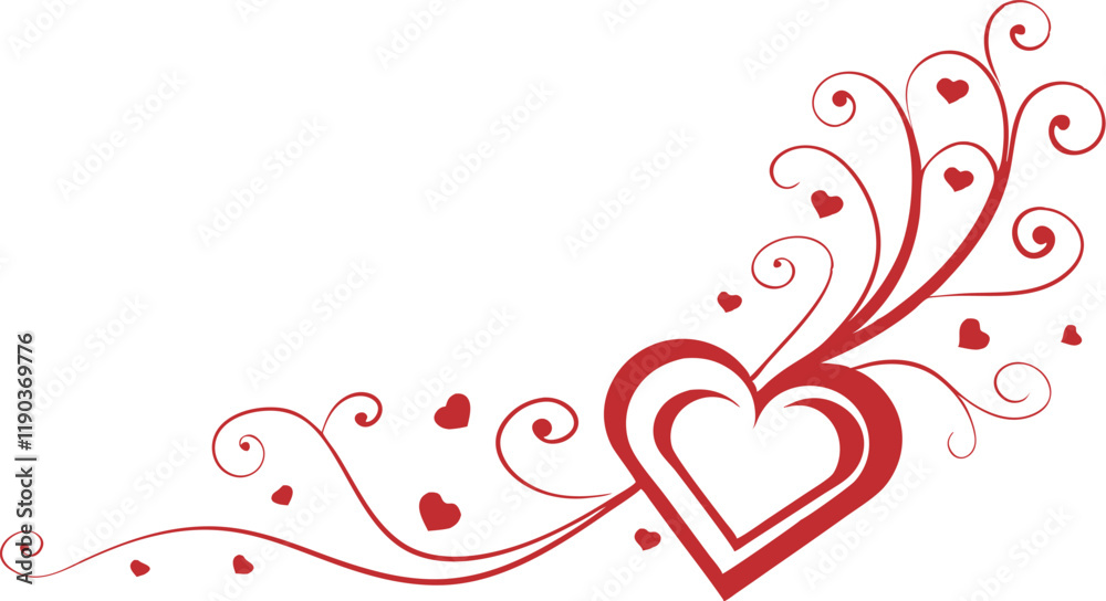 Romantic Red Heart Swirls Vector Design with Elegant Abstract Patterns Romantic Red Heart Swirls Vector Design with Elegant Abstract Patterns