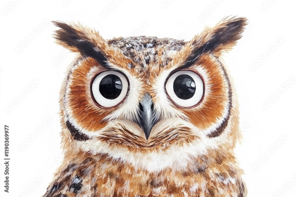 Fototapeta premium Captivating owl portrait showcasing striking eyes and intricate
