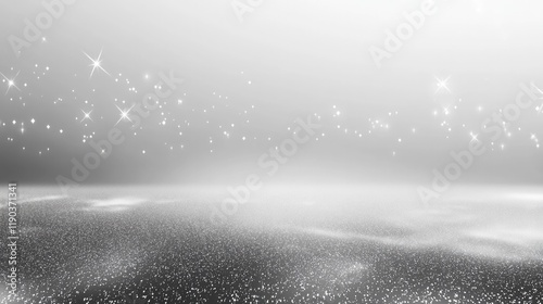 Misty landscape with shimmering stars, creating serene, dreamlik photo