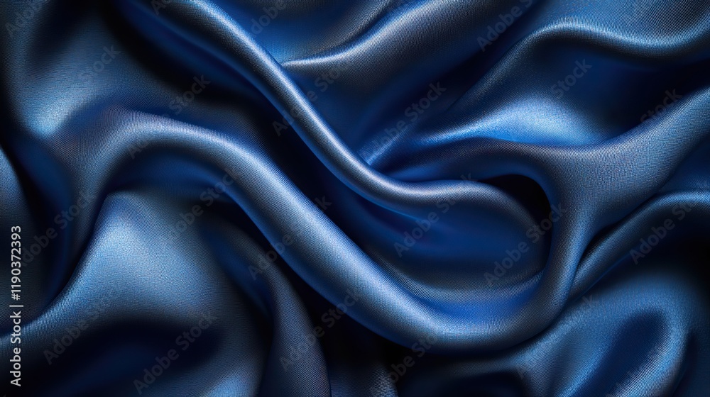 Fototapeta premium Abstract blue satin fabric background with a dark, elegant gradient and subtle shine