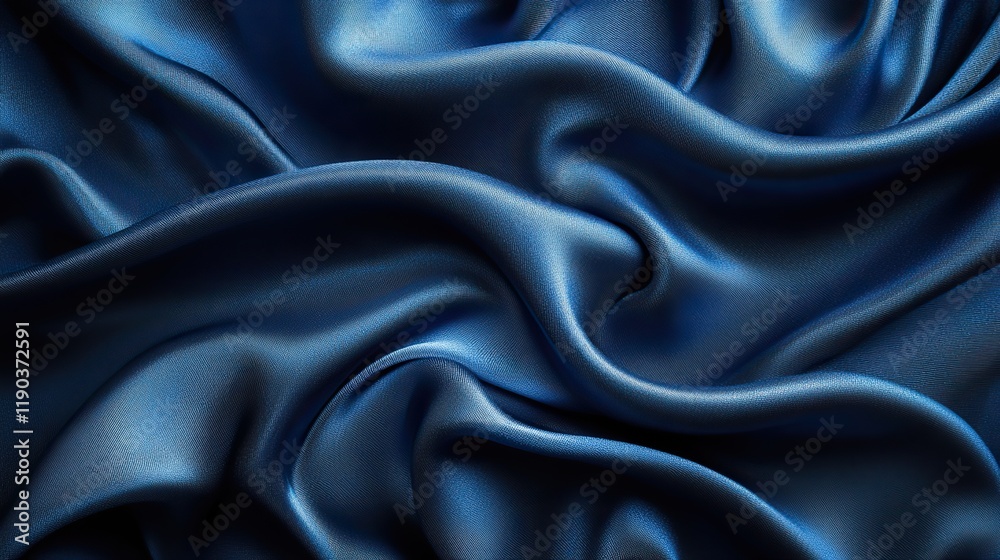 Obraz premium Abstract blue satin fabric background with a dark, elegant gradient and subtle shine