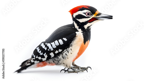 great spotted woodpecker isolated on white background cutout photo