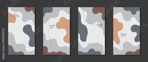 Set of abstract creative universal cover design templates for instagram and facebook stories