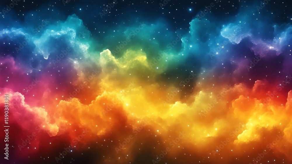 Fototapeta premium Vibrant Cosmic Nebula Illuminated By Distant Stars
